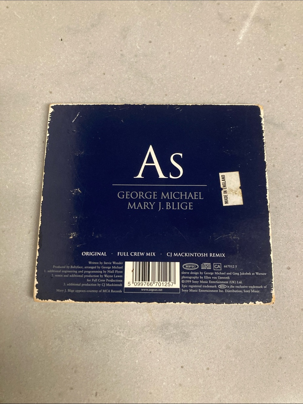 George Michael & Mary J Blige - As (The Mixes) 1999 Epic CD - Picture 3 of 4
